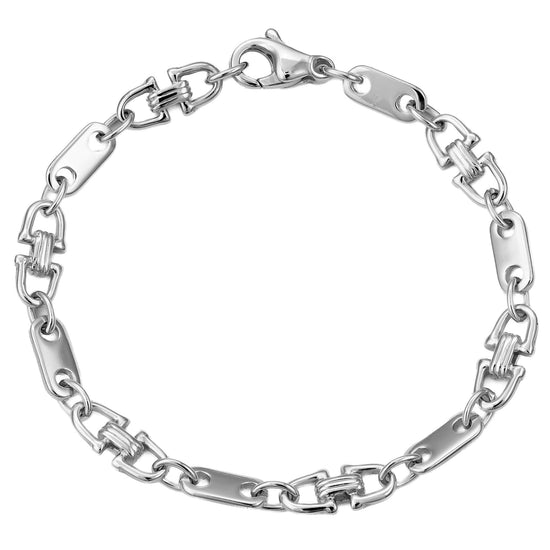 PLATTEN STEIGBÜGEL GOLD BRACELET 5,50MM 585 WHITE GOLD - IDENTIM®