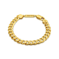 CURB CHAIN BRACELET 7.80MM 925 SILVER 18 CARAT GOLD PLATED - IDENTIM®
