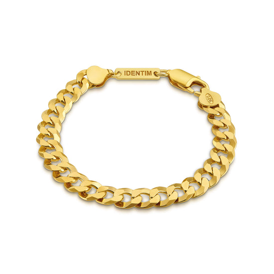 CURB CHAIN BRACELET 7.80MM 925 SILVER 18 CARAT GOLD PLATED - IDENTIM®