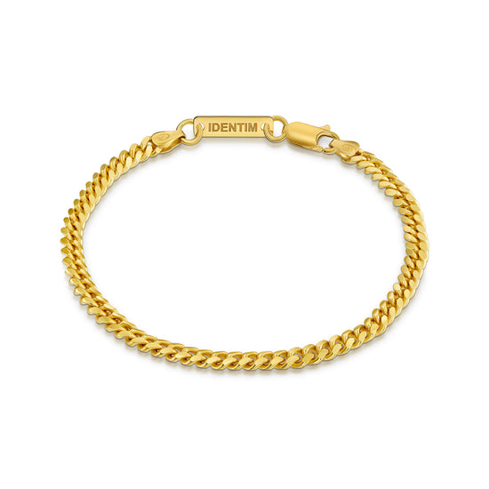 PANZERKETTE KUBANISCH ARMBAND 4.00MM 925 SILBER 18 KARAT GOLD VERGOLDET - IDENTIM®