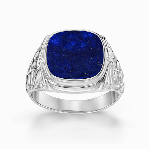 ART NOUVEAU ZEGELRING LAPIS 585, 750 WITGOUD, 950 PLATINA