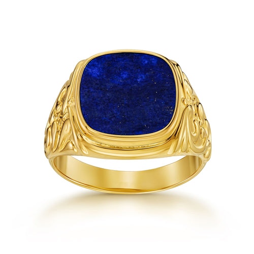 ART NOUVEAU SIGNET RING LAPIS 585, 750 GOLD