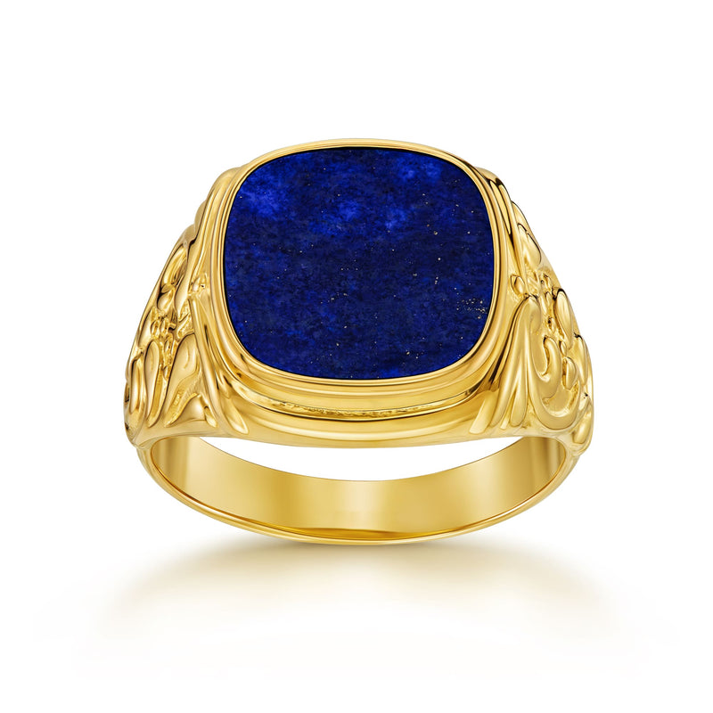 ART NOUVEAU SIGNET RING LAPIS 585, 750 GOLD