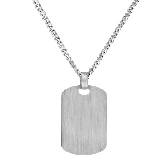 Engraved Dog Tag Necklace Pendant, Satin Finish
