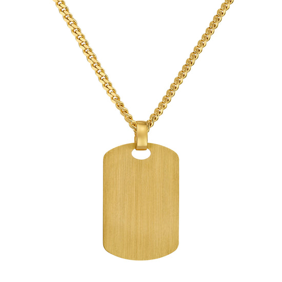 Engraved Dog Tag Necklace Pendant, Satin Finish