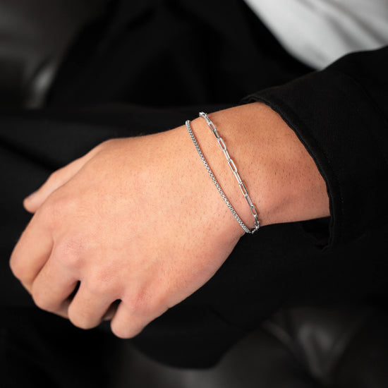 ARMBAND SET VENEZIA PAPERCLIP 925 SILBER RHODINIERT - IDENTIM®