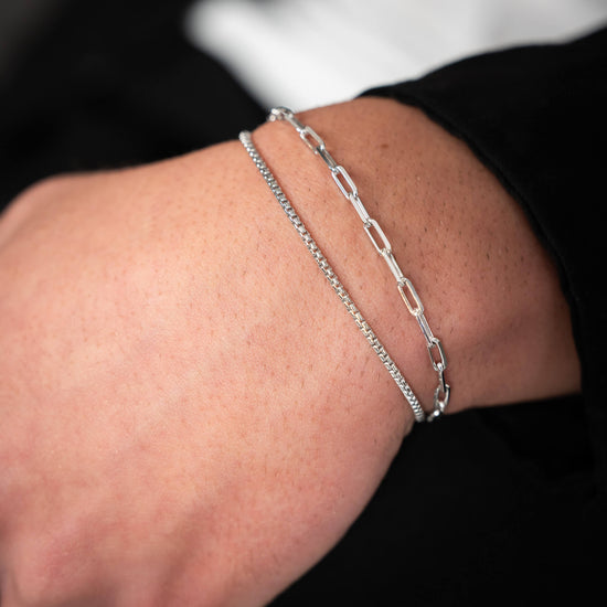 ARMBAND SET VENEZIA PAPERCLIP 925 SILBER RHODINIERT - IDENTIM®