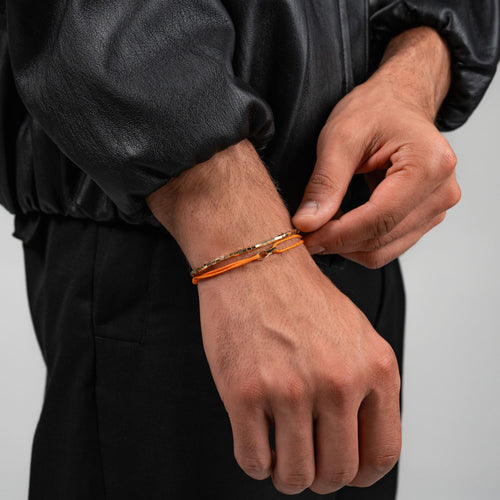 GLORY BRACELET ORANGE STOFFARMBAND 585 GOLD