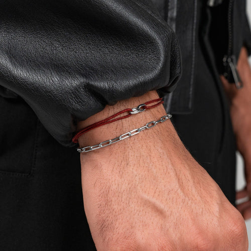GLORY BRACELET BORDEAUX STOFFARMBAND 585 WEIßGOLD