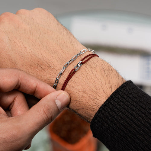 GLORY BRACELET BORDEAUX STOFFARMBAND 585 WEIßGOLD