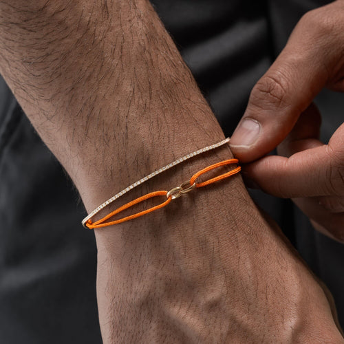GLORY BRACELET ORANGE STOFFARMBAND 585 GOLD