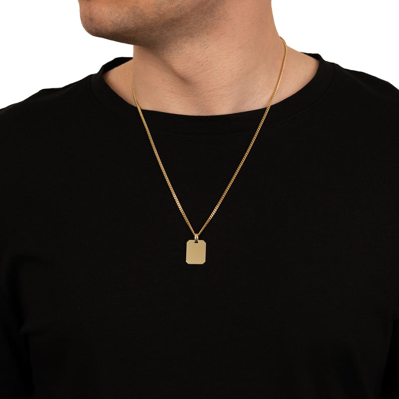 Wisior w kształcie ośmiokąta z grawerowaną płytką, wypolerowany