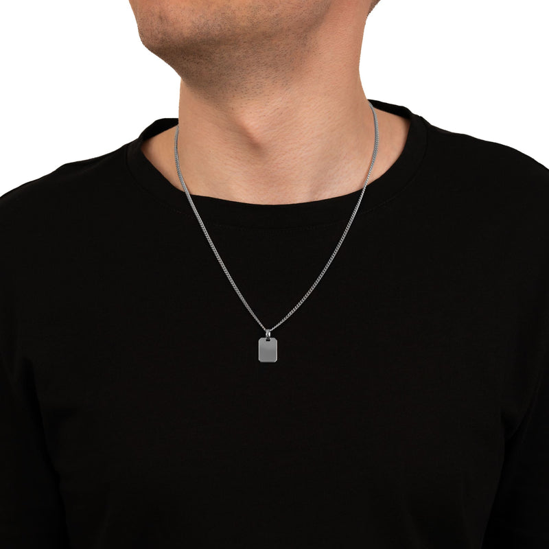 Wisior w kształcie ośmiokąta z grawerowaną płytką, wypolerowany