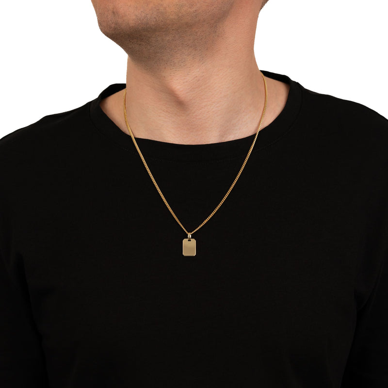 Wisior w kształcie ośmiokąta z grawerowaną płytką, wypolerowany