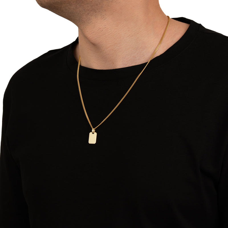 Wisior w kształcie ośmiokąta z grawerowaną płytką, wypolerowany