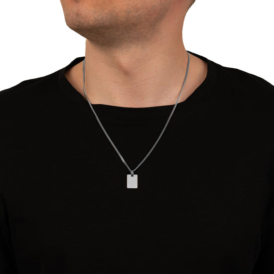 Engraved Rectangular Necklace Pendant, Satin Finish
