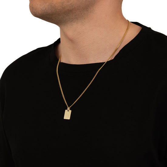 Engraved Rectangular Necklace Pendant, Satin Finish