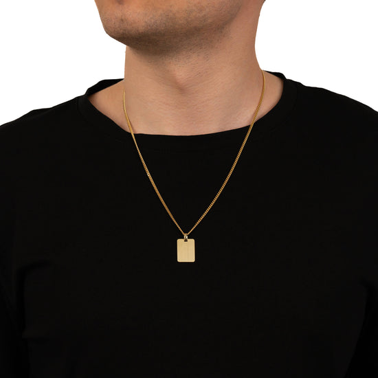 Engraved Rectangular Necklace Pendant, Satin Finish