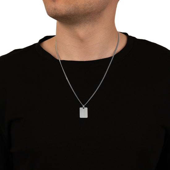 Engraved Rectangular Necklace Pendant, Satin Finish