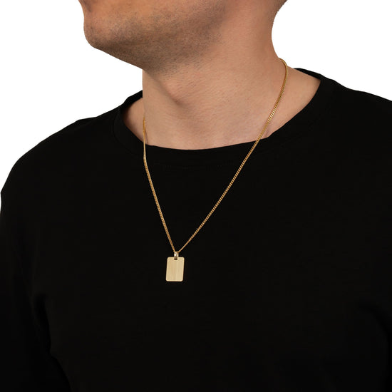 Engraved Rectangular Necklace Pendant, Satin Finish