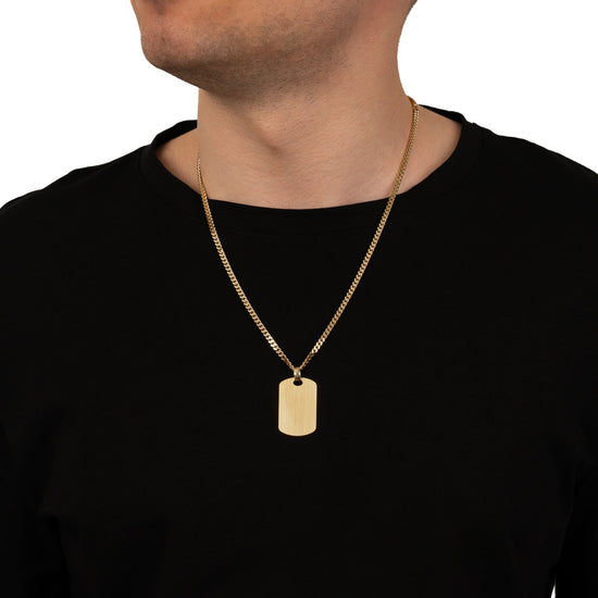 Engraved Dog Tag Necklace Pendant, Satin Finish