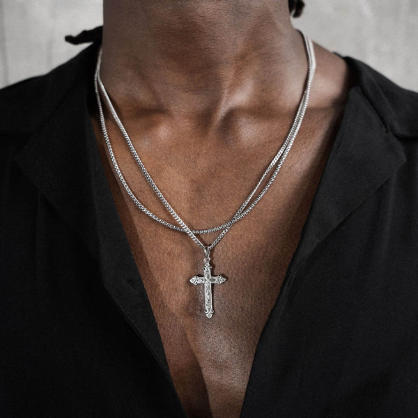 CROSS NECKLACE VENETIAN NECKLACE SET 925 SILVER RHODIUM PLATED - IDENTIM®