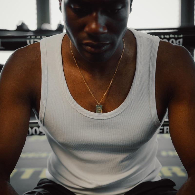 Wisior w kształcie ośmiokąta z grawerowaną płytką, wypolerowany