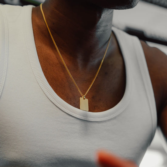 Engraved Rectangular Necklace Pendant, Satin Finish