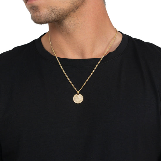 Engraved Round Necklace with a Frosted Finish