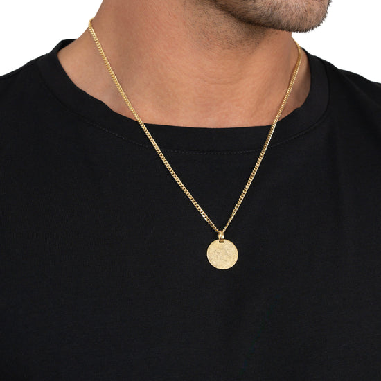 Engraved Round Necklace with a Frosted Finish