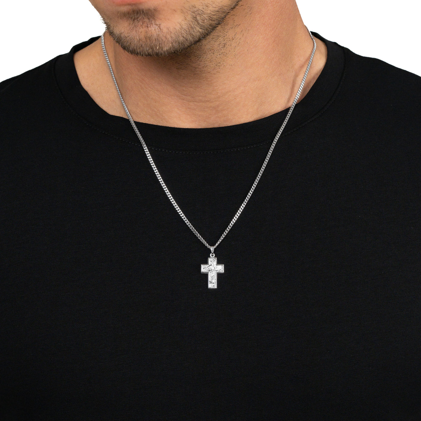 KREUZ HALSKETTE SUENO 925 SILBER RHODINIERT