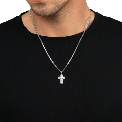 KREUZ HALSKETTE SUENO 925 SILBER RHODINIERT