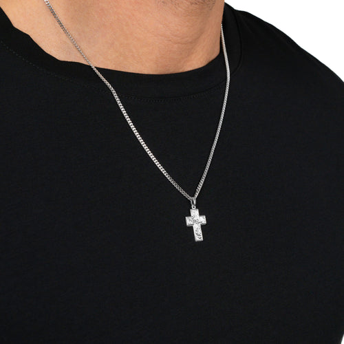 KREUZ HALSKETTE SUENO 925 SILBER RHODINIERT