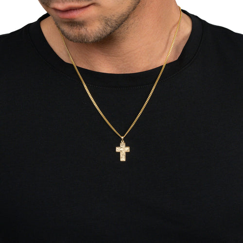 KREUZ HALSKETTE SUENO 925 SILBER 18 KARAT VERGOLDET