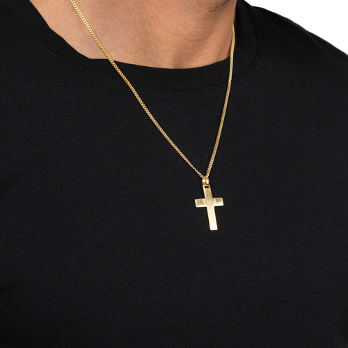 KREUZ HALSKETTE MATTIERT 925 SILBER 18 KARAT VERGOLDET