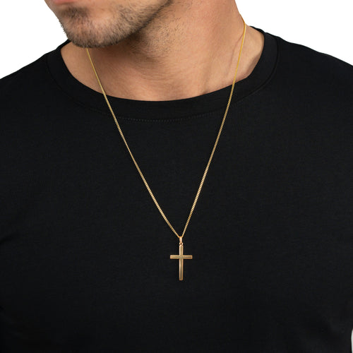 KREUZ MASSIV HALSKETTE 585 GOLD