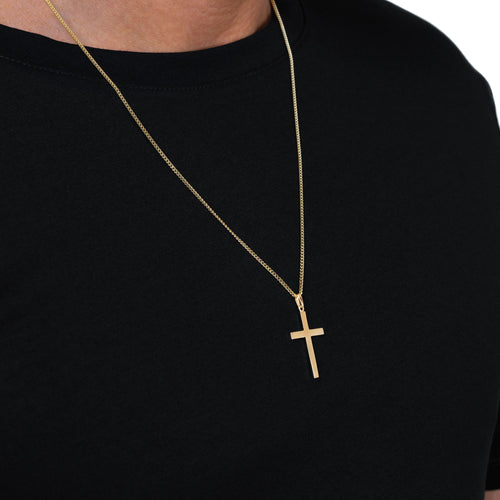 KREUZ MASSIV HALSKETTE 585 GOLD