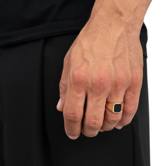 Siegelring Onyx Oktagon Herrenring