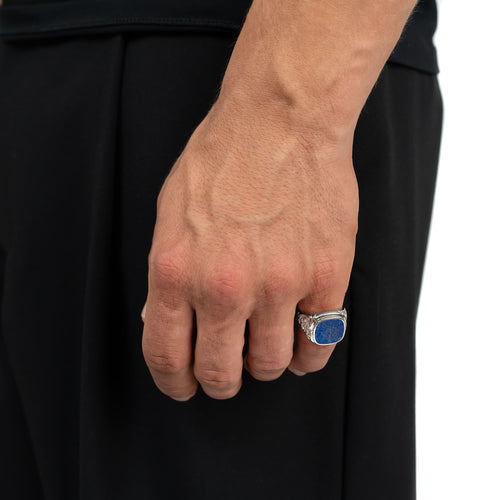 ART NOUVEAU SIEGELRING LAPIS 585, 750 WEIßGOLD, 950 PLATIN