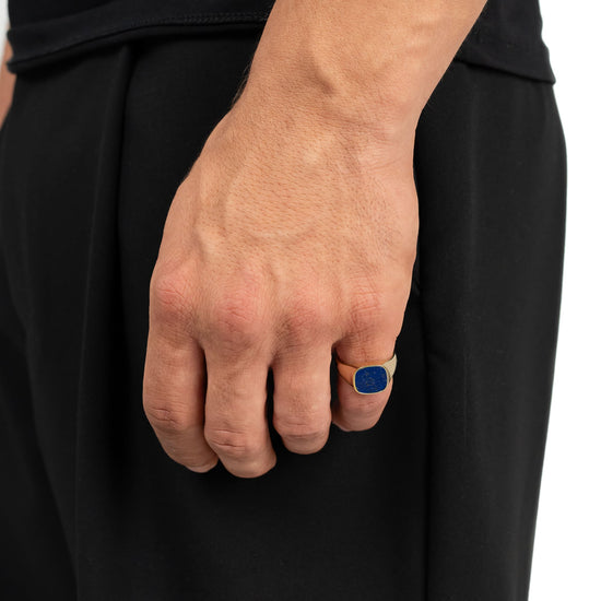 Lapis Square Men's Signet Ring