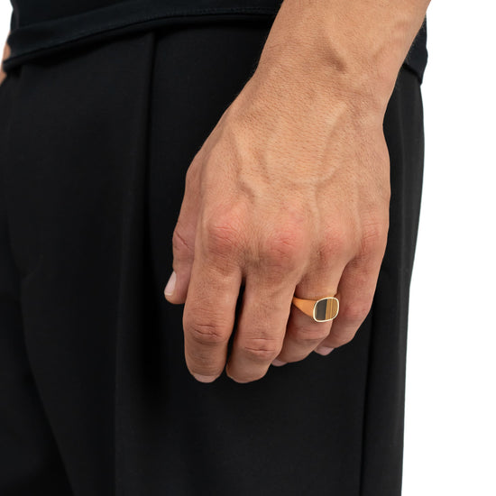 Tiger's Eye Square Signet Ring for Men