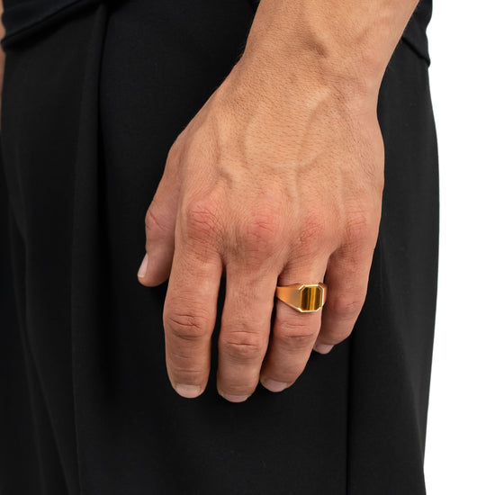 Tiger's Eye Octagonal Signet Ring for Men