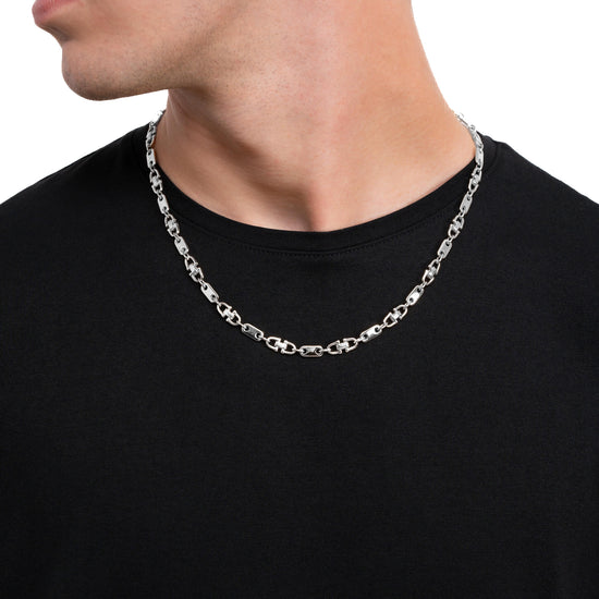 PLATTENKETTE STEIGBÜGELKETTE GOLDKETTE 5,50MM 585 WEIßGOLD - IDENTIM®