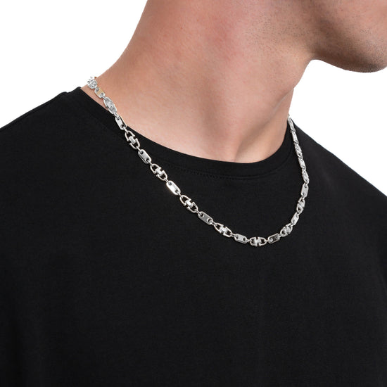 PLATTENKETTE STEIGBÜGELKETTE GOLDKETTE 5,50MM 585 WEIßGOLD - IDENTIM®
