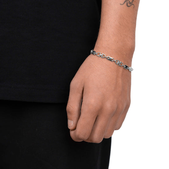 PLATTEN STEIGBÜGEL GOLD BRACELET 5,50MM 585 WHITE GOLD - IDENTIM®