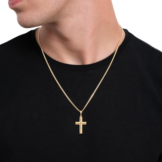 KREUZ HALSKETTE 925 SILBER 18 KARAT VERGOLDET - IDENTIM®