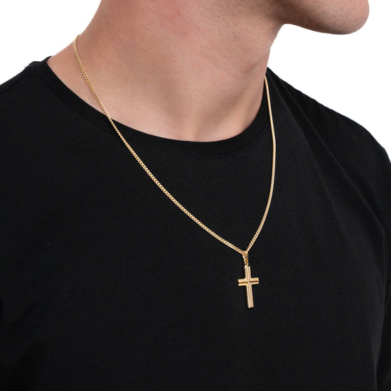 KREUZ HALSKETTE 925 SILBER 18 KARAT VERGOLDET - IDENTIM®