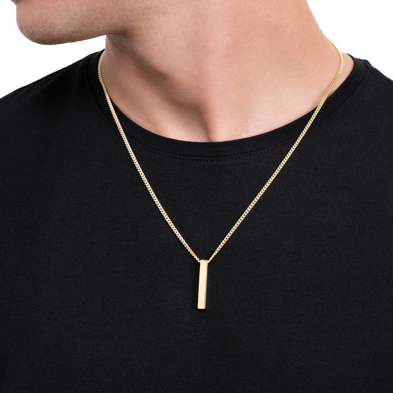 STAB BAR HALSKETTE POLIERT 925 SILBER 18 KARAT VERGOLDET - IDENTIM®