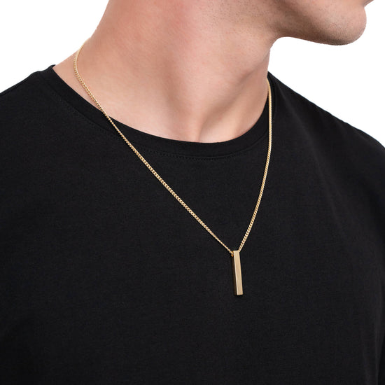 STAB BAR HALSKETTE POLIERT 925 SILBER 18 KARAT VERGOLDET - IDENTIM®