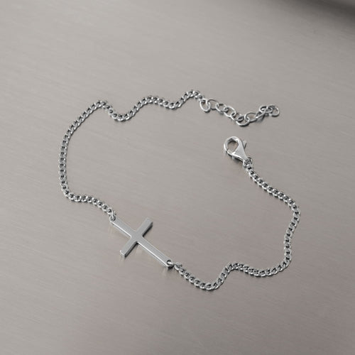 Kreuz Armband Silberarmband 19+3cm